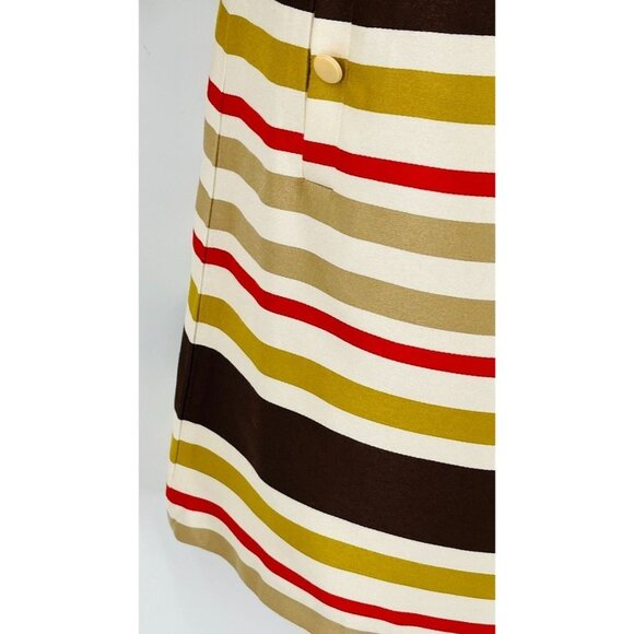 J. McLaughlin Stripe Dress Jewel Neck Color Block Stripe SZ 10 Fall Tones - Picture 6 of 14